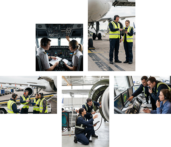 Aviation professionals collage